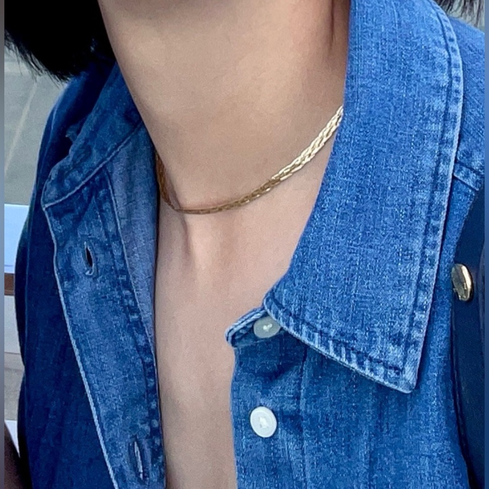 14k (Italy made) braided solid gold necklace